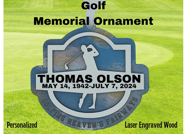 Personalized Golf Memorial Ornament: Hand-Painted Sympathy Keepsake