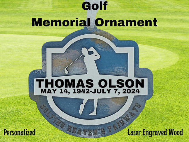 Personalized Golf Memorial Ornament: Hand-Painted Sympathy Keepsake
