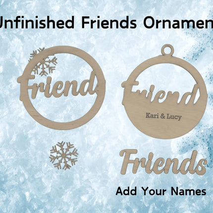 Best Friends Personalized Holiday Ornaments – DIY Craft Kit with Names – Custom Wood Ornament Gift for Friends