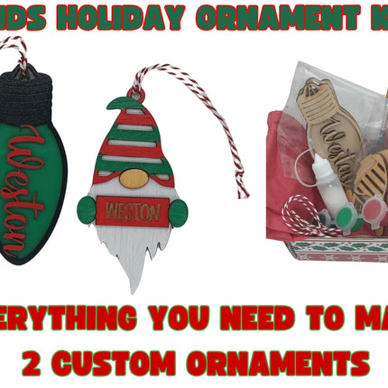 Kids DIY Personalized Christmas Ornament Kit: Baltic Birch Wood Craft