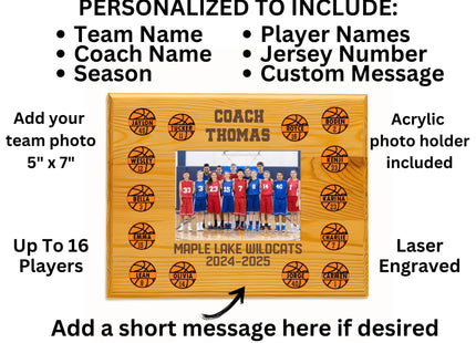 Personalized Basketball Coach Plaque: Custom Team Photo Gift