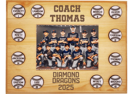 Personalized Baseball Coach Plaque: Team Photo Keepsake, End of Season Gift
