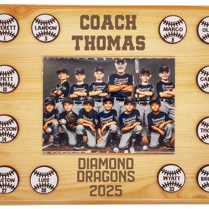 Personalized Baseball Coach Plaque: Team Photo Keepsake, End of Season Gift