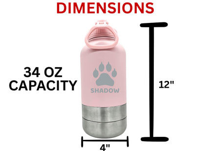 Personalized Dog Travel Water Bottle: 3-in-1 Stainless Steel Pet Hydration