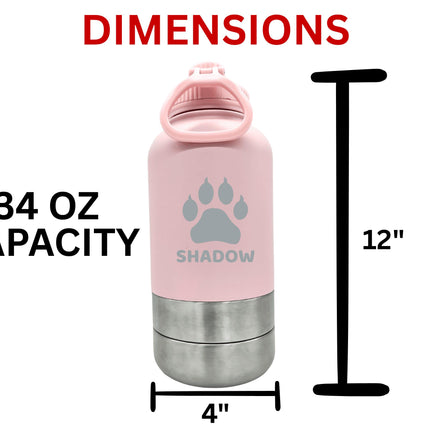 Personalized Dog Travel Water Bottle: 3-in-1 Stainless Steel Pet Hydration