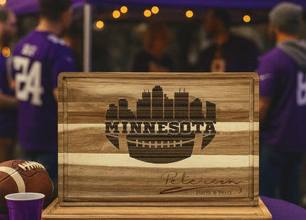 Minnesota Football Cheese Board | Personalized Acacia Charcuterie Board