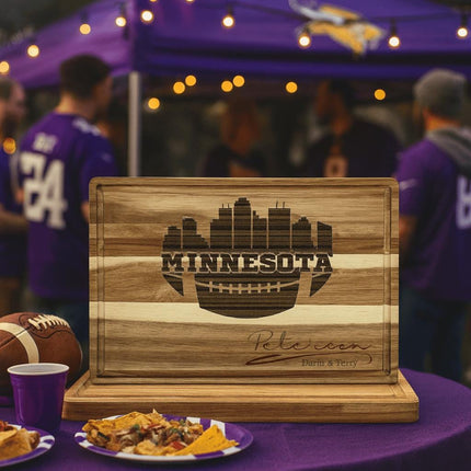Minnesota Football Cheese Board | Personalized Acacia Charcuterie Board