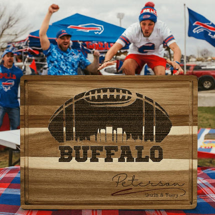 Buffalo Football Cheese Board | Personalized Acacia Charcuterie Board