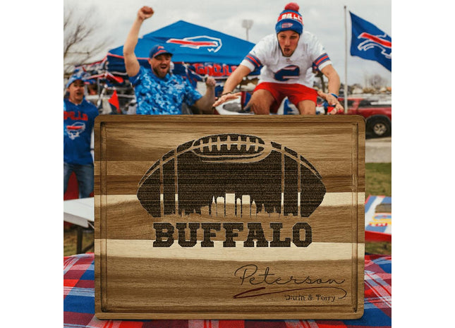 Buffalo Football Cheese Board | Personalized Acacia Charcuterie Board