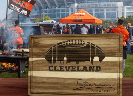 Cleveland Football Cheese Board | Personalized Acacia Charcuterie Board
