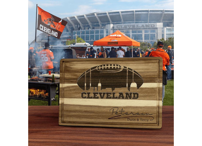 Cleveland Football Cheese Board | Personalized Acacia Charcuterie Board
