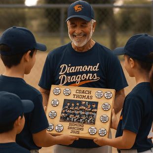 Personalized Baseball Coach Plaque: Team Photo Keepsake, End of Season Gift