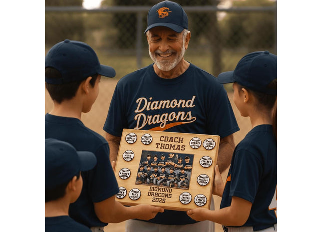 Personalized Baseball Coach Plaque: Team Photo Keepsake, End of Season Gift