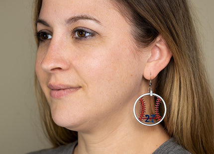 Custom Baseball Earrings With Number | Hand Painted Wood Team Earrings