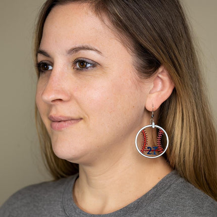 Custom Baseball Earrings With Number | Hand Painted Wood Team Earrings