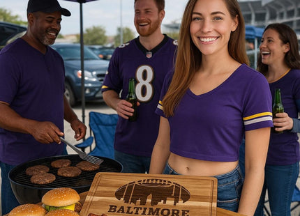 Personalized Baltimore Football Cutting Board: Acacia Wood Super Bowl Decor