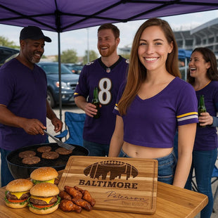 Personalized Baltimore Football Cutting Board: Acacia Wood Super Bowl Decor