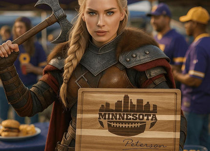 Personalized Minnesota Football Cutting Board: Engraved Acacia Wood Cheese Board