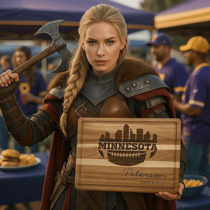 Personalized Minnesota Football Cutting Board: Engraved Acacia Wood Cheese Board