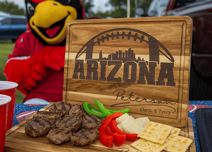 Personalized Arizona Football Cutting Board: Engraved Acacia Wood Super Bowl Decor