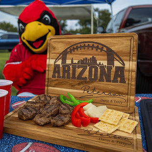 Personalized Arizona Football Cutting Board: Engraved Acacia Wood Super Bowl Decor