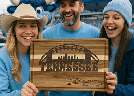 Personalized Tennessee Football Cutting Board: Engraved Acacia Wood Sports Gift