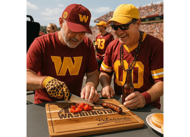 Personalized Washington Football Fan Cutting Board: Acacia Wood Charcuterie Board