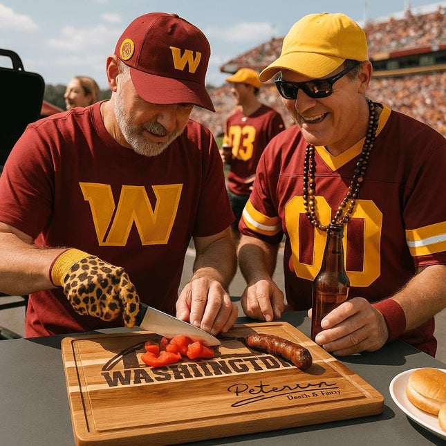 Personalized Washington Football Fan Cutting Board: Acacia Wood Charcuterie Board