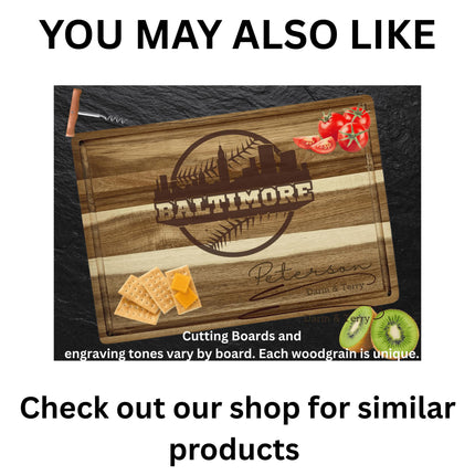 Personalized Baltimore Football Cutting Board: Acacia Wood Super Bowl Decor