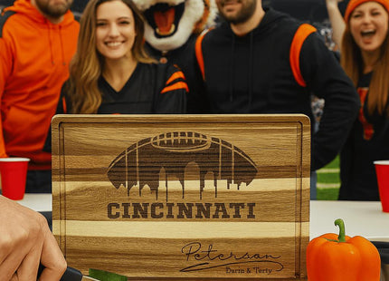 Cincinnati Football Cheese Board | Personalized Acacia Charcuterie Board