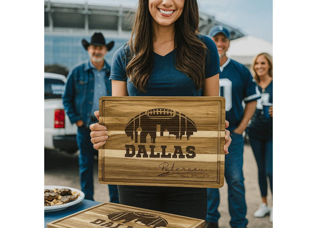 Dallas Football Cheese Board | Personalized Acacia Charcuterie Board