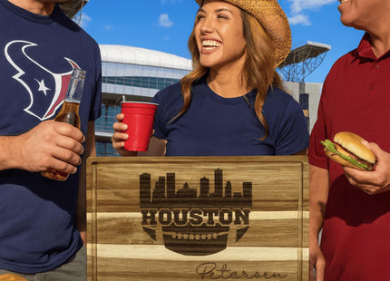 Houston Football Cheese Board | Personalized Acacia Charcuterie Board