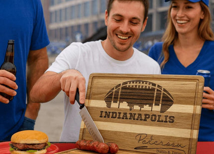 Personalized Indianapolis Football Cutting Board: Engraved Acacia Wood Serving Tray