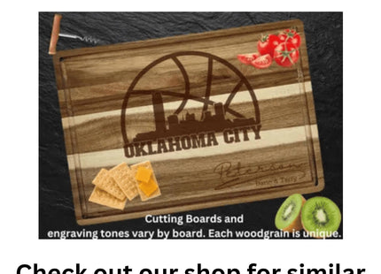 Personalized Oklahoma Football Cutting Board: Acacia Wood, Laser Engraved