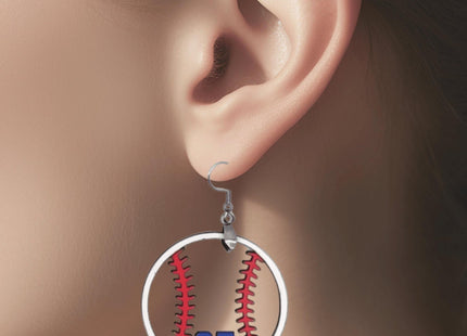 Custom hand painted earrings in a baseball design. Choose your players number and team colors. Makes a great gift.