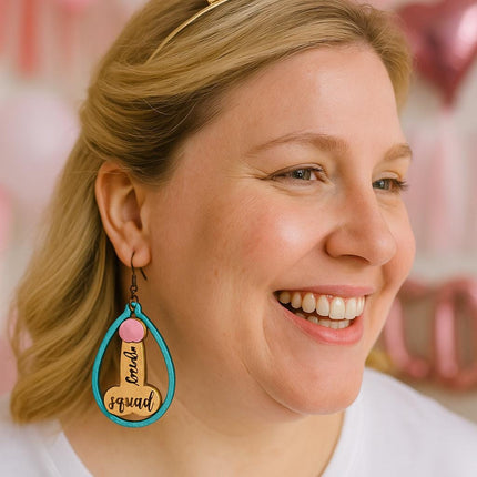 Bride Squad Earrings: Hand-Painted Baltic Birch Bachelorette Party Jewelry