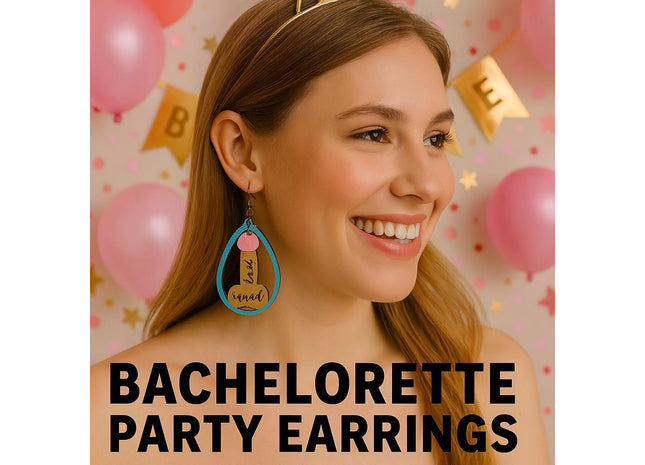 Bride Squad Earrings: Hand-Painted Baltic Birch Bachelorette Party Jewelry