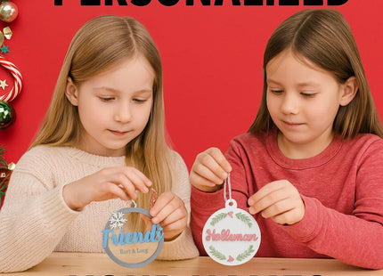 Best Friends Personalized Holiday Ornaments – DIY Craft Kit with Names – Custom Wood Ornament Gift for Friends