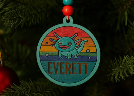 Personalized Axolotl Ornament: Hand-Painted Christmas Tree Decoration