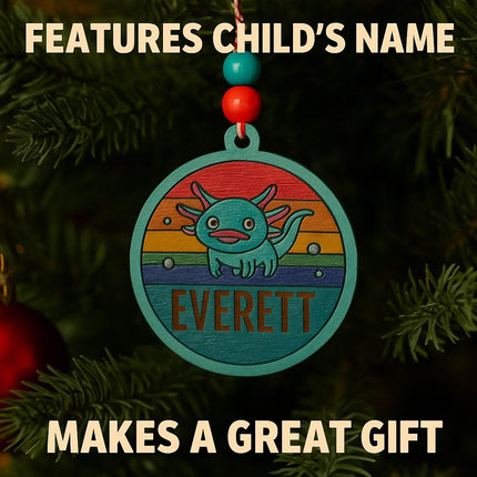 Personalized Axolotl Ornament: Hand-Painted Christmas Tree Decoration