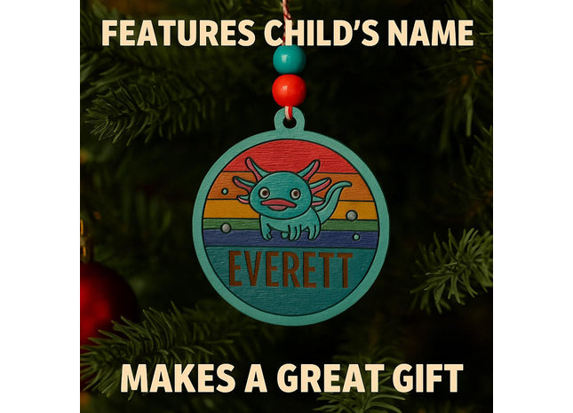 Personalized Axolotl Ornament: Hand-Painted Christmas Tree Decoration