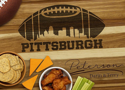 Pittsburgh Football Cheese Board | Personalized Acacia Charcuterie Board