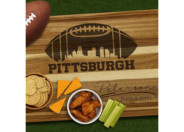 Pittsburgh Football Cheese Board | Personalized Acacia Charcuterie Board
