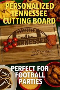 Personalized Tennessee Football Cutting Board: Engraved Acacia Wood Sports Gift