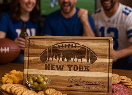 New York Football Cheese Board | Personalized Acacia Charcuterie Board