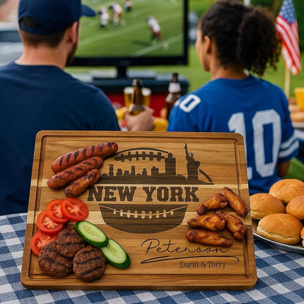 New York Football Cheese Board | Personalized Acacia Charcuterie Board