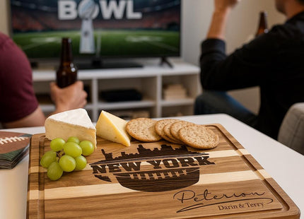 New York Football Cheese Board | Personalized Acacia Charcuterie Board