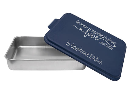 User Aluminum Cake Pan | Personalized Cake Pan | Cake Pan With Lid | The Secret Ingredient is Love and Butter