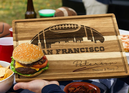 Personalized San Francisco Football Acacia Cutting Board: Game Day Serving Tray