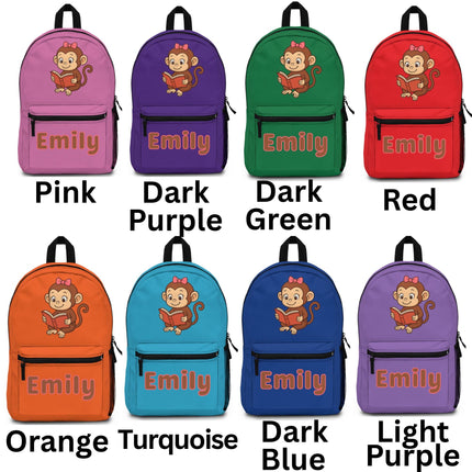 Personalized Monkey Backpack: Custom Name School Bag, USA Made